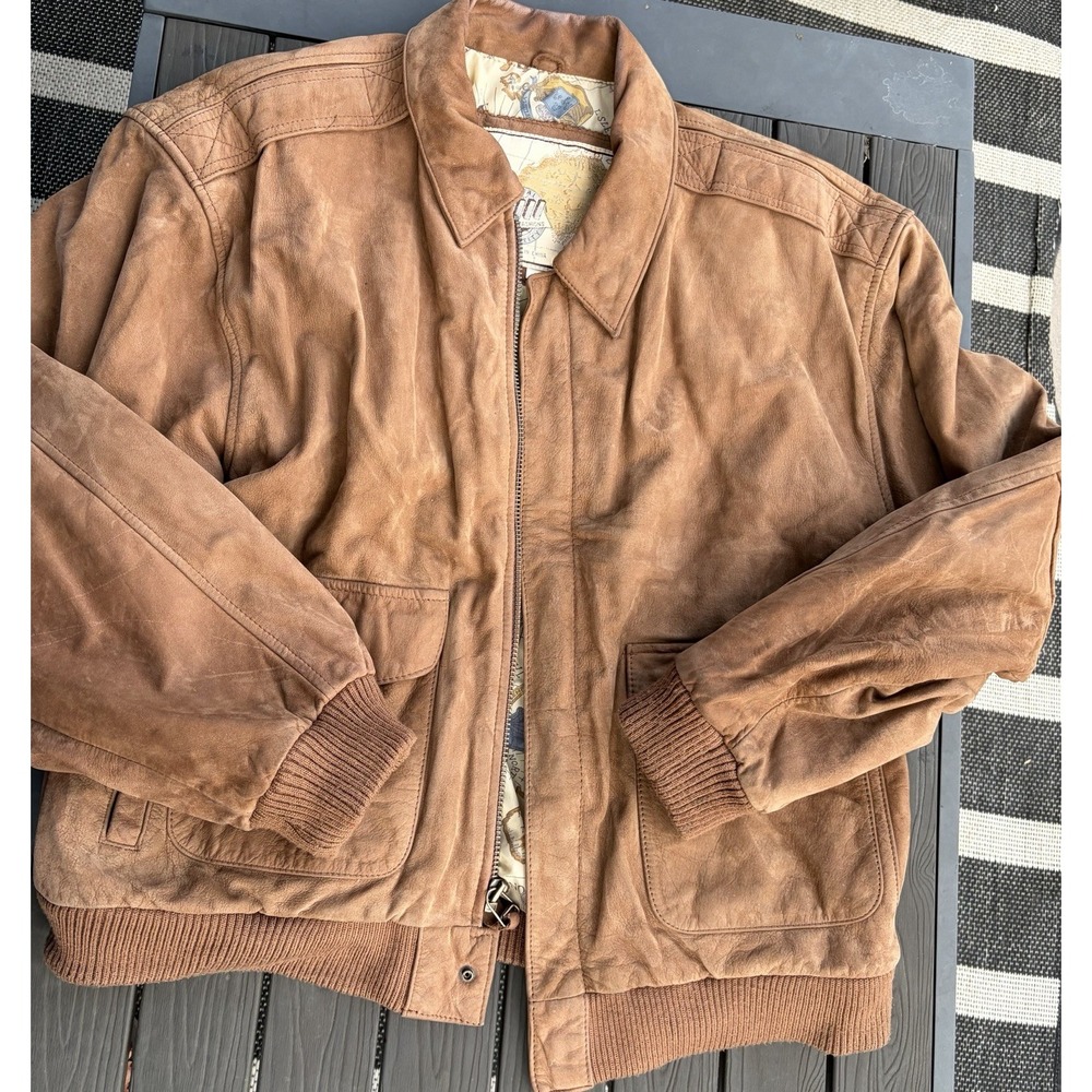 Vtg 80s Indiana Jones Styled Global Identity G-III Leather Bomber Jacket Mens M